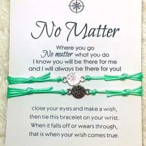 Matching Best friend bracelets No Matter compass| distance friendship couple